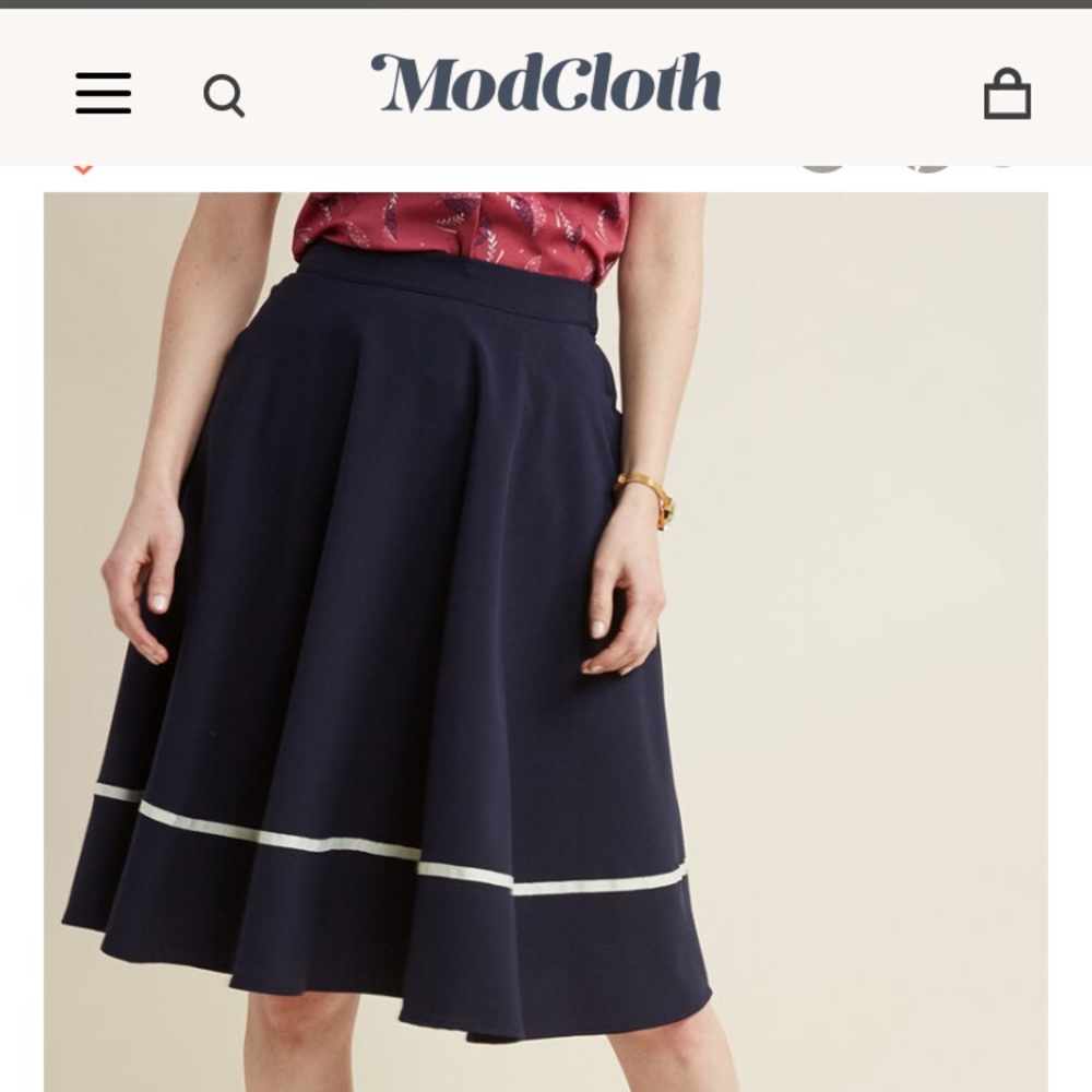 ModCloth high waisted circle skirt with tags Navy Blue